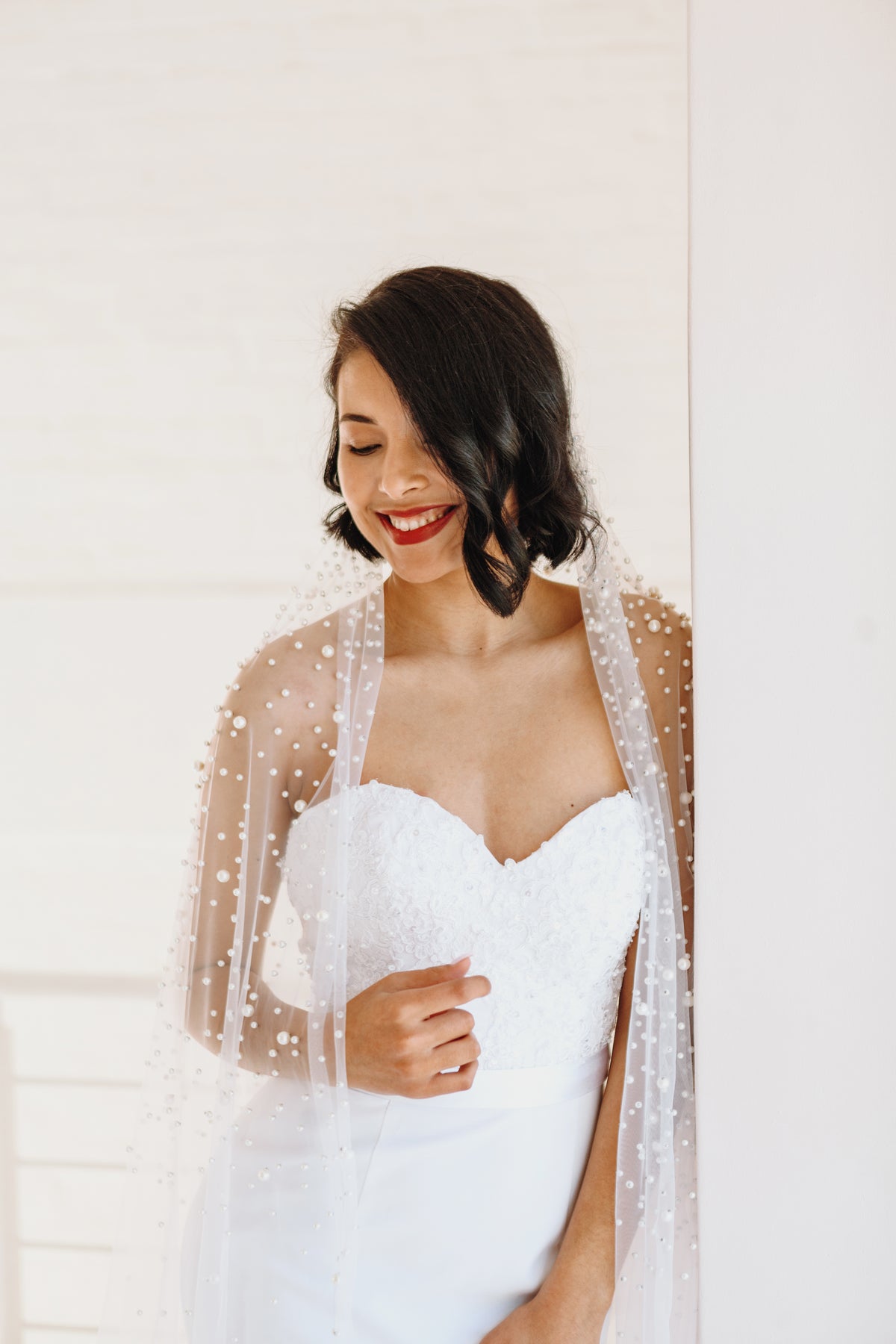 Scattered Pearl Wedding Veil