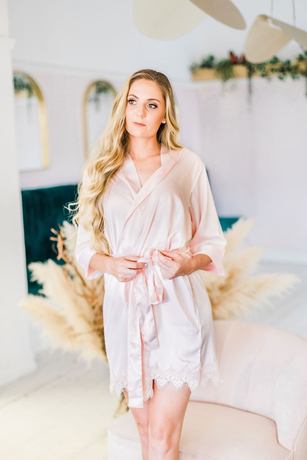 Satin Plain Robes- Blush – Love Lace Bridal
