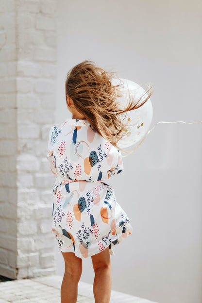 Mini Abstract Satin Robe