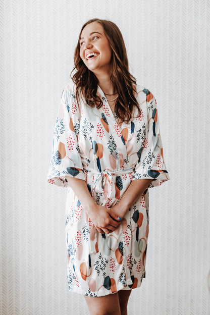 Abstract Satin Robe