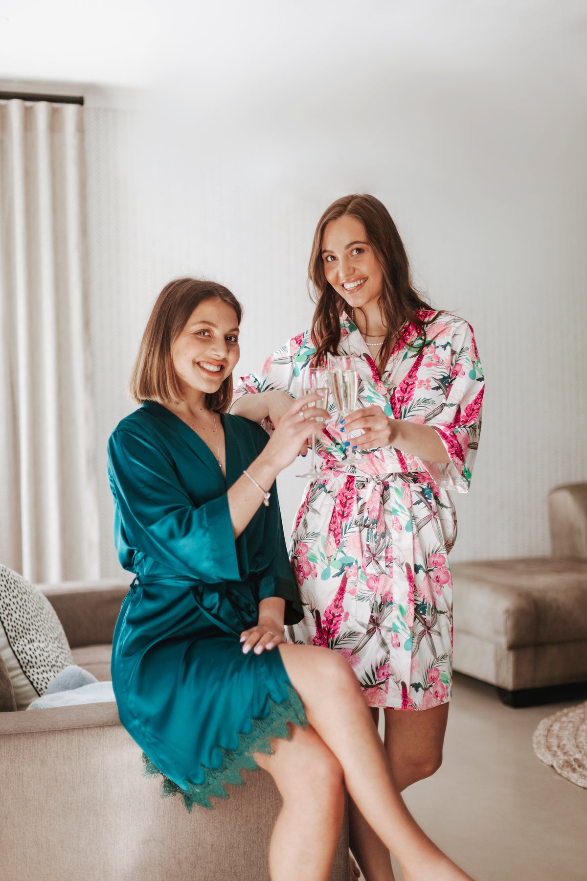 Botanical Floral Satin Robe